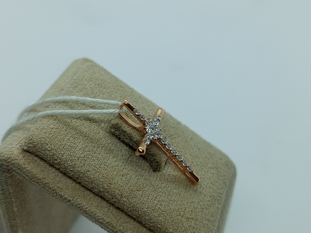 ПОДККИ585 ПОДВЕСКА КРЕСТ С КАМНЯМИ (Au 585)