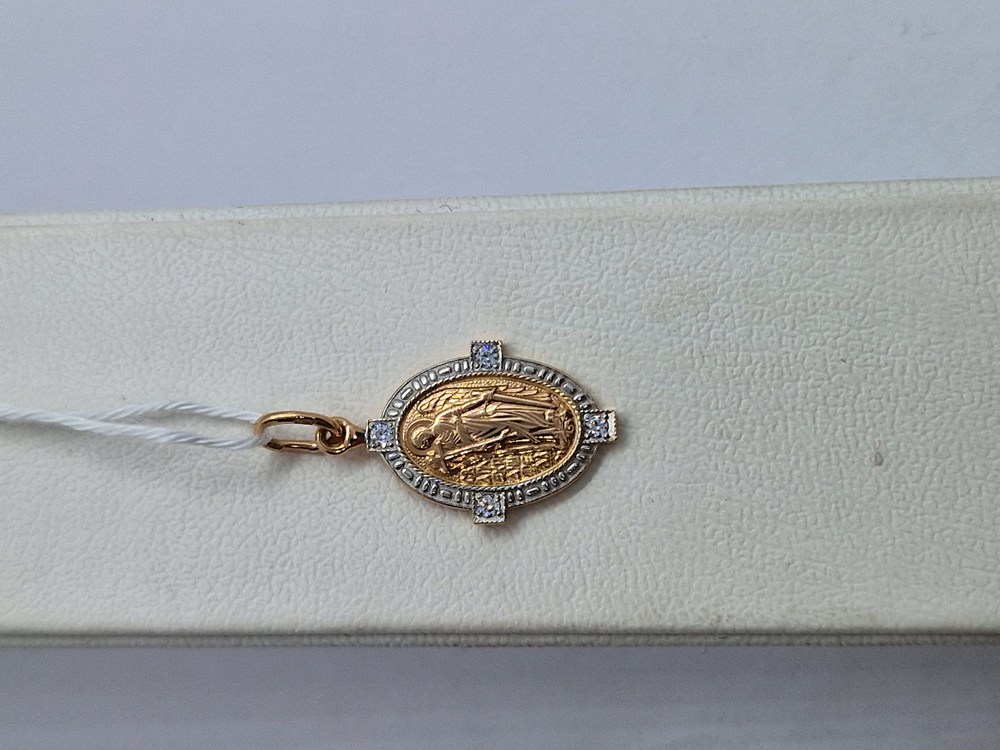 ПОДИКИ585 ПОДВЕСКА ИКОНА С КАМНЯМИ (Au 585)