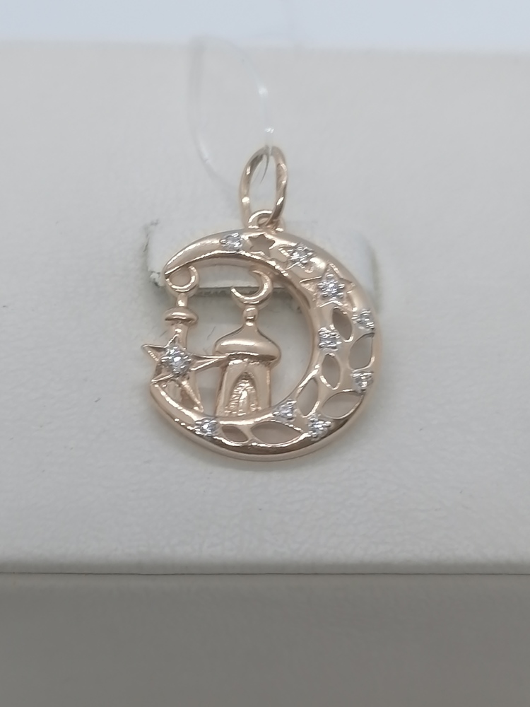 03-2380 ПОДВЕСКА ПОЛУМЕСЯЦ с камнями (Au 585)