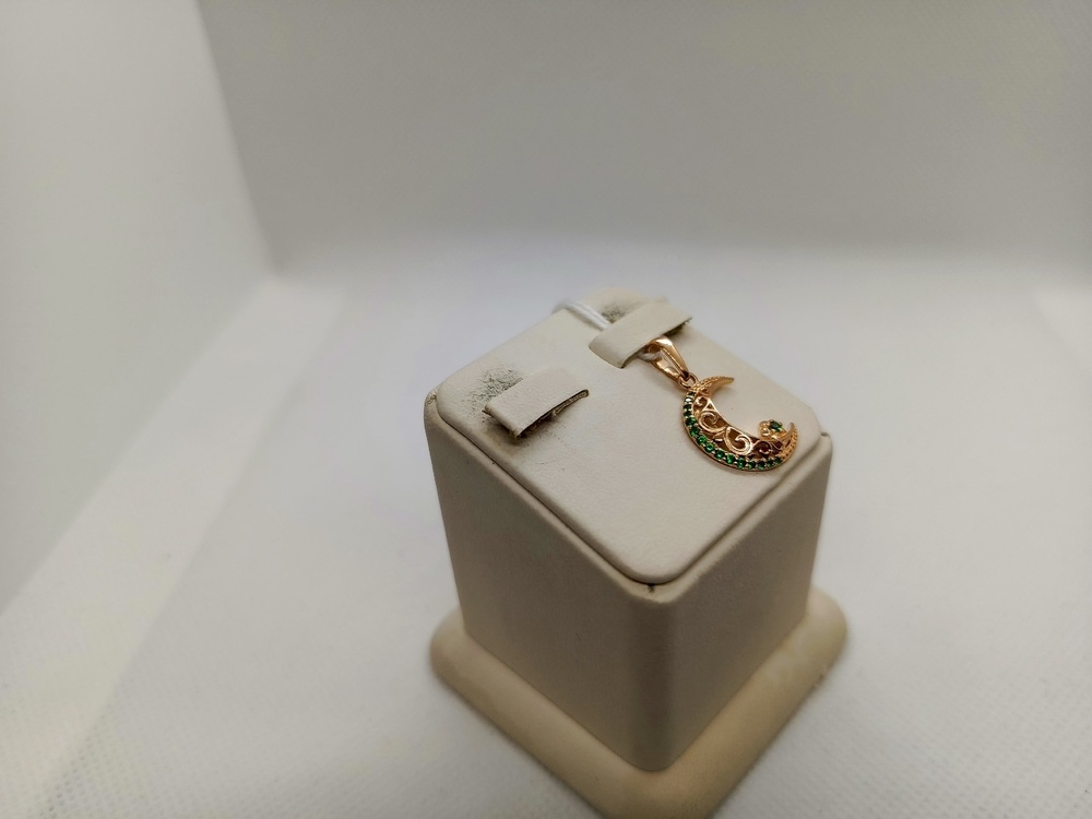 ПОДПКИ585 ПОДВЕСКА ПОЛУМЕСЯЦ С КАМНЯМИ (Au 585)