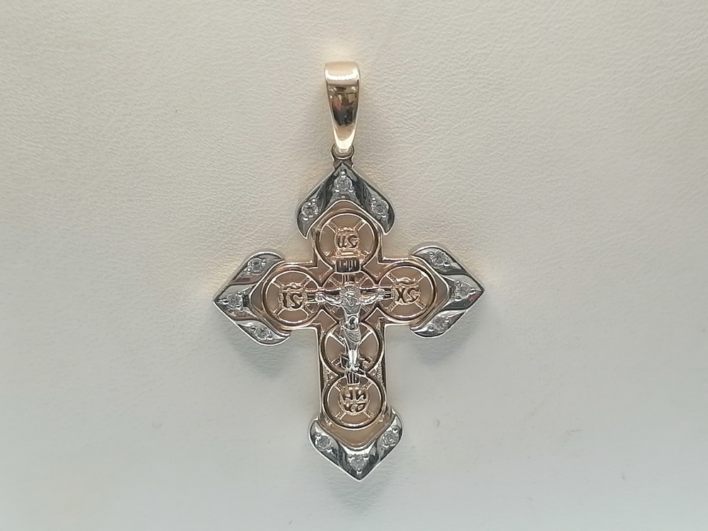 ПОДВЕСКА КРЕСТ с камнями (Au 585)