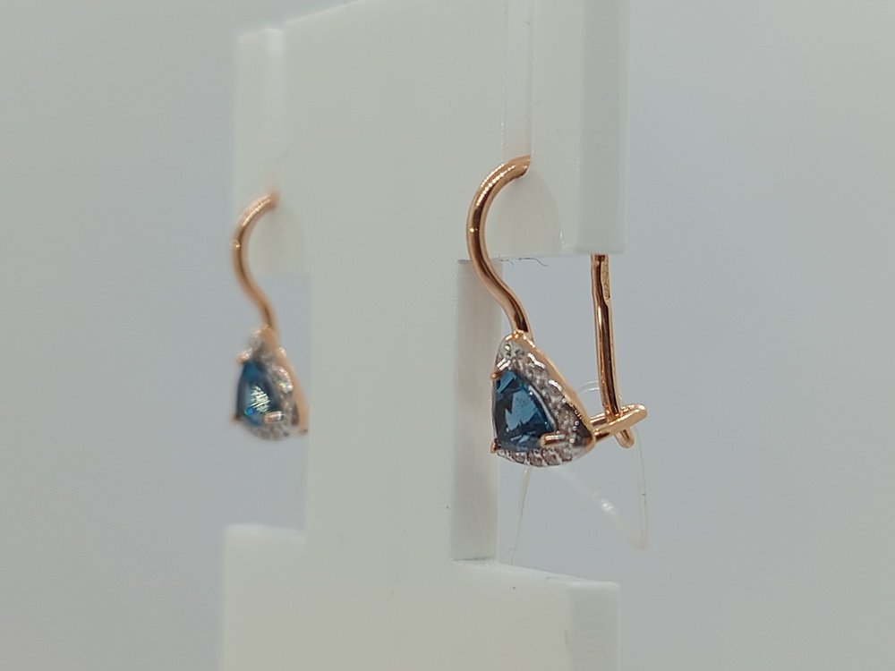 СЕРЬГИ ПЕТЕЛЬКА с камнями (Au 585)