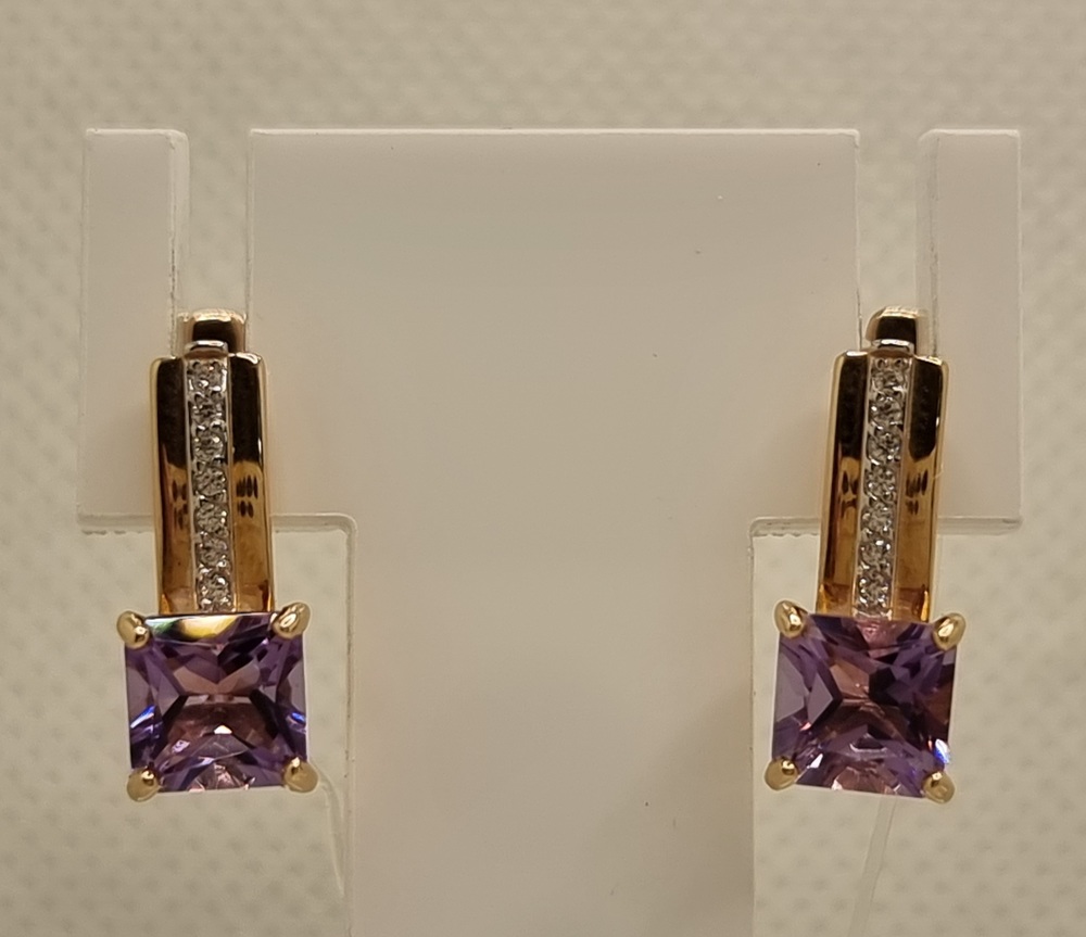 СЕРЬГИ АМЕТИСТ с камнями (Au 585)