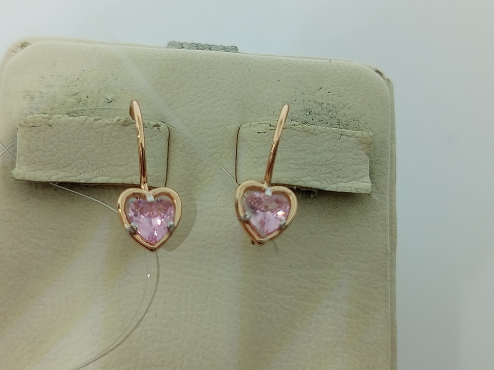 СЕРЬГИ ПЕТЕЛЬКА с камнем (Au 585)