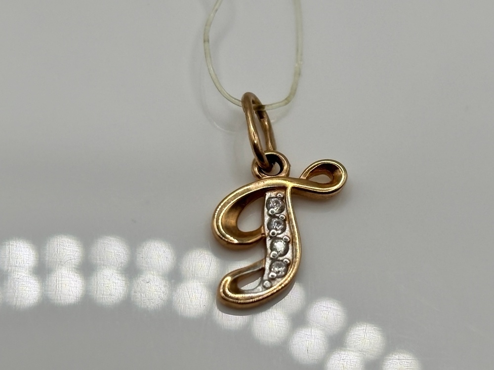 5770 "Г" ПОДВЕСКА БУКВА Г с камнями (Au 585)