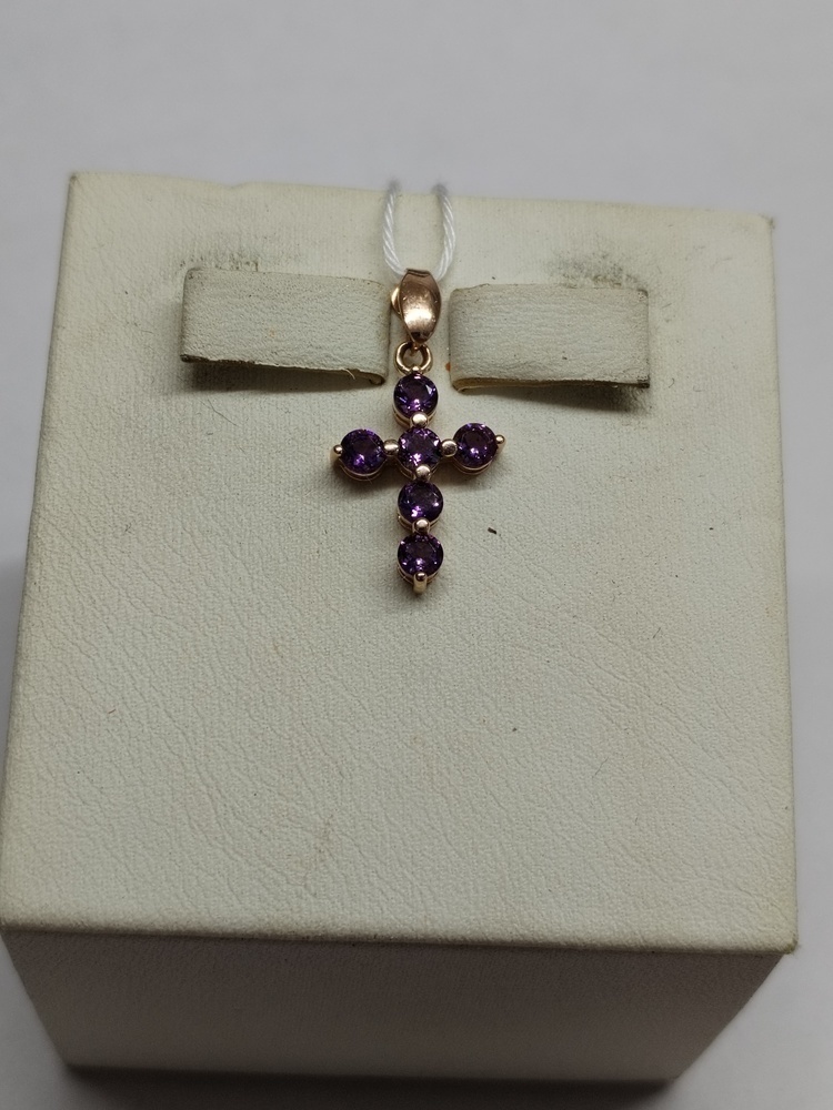 ПОДККИ585 ПОДВЕСКА КРЕСТ С КАМНЯМИ (Au 585)