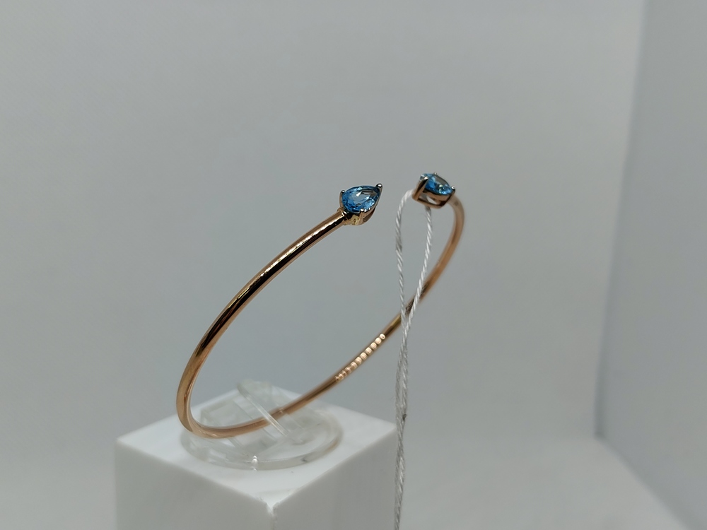 БЖКИ585 БРАСЛЕТ ЖЕСТКИЙ С КАМНЯМИ (Au 585)