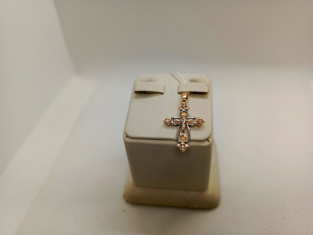 ПОДВЕСКА КРЕСТ С КАМНЯМИ (Au 585)