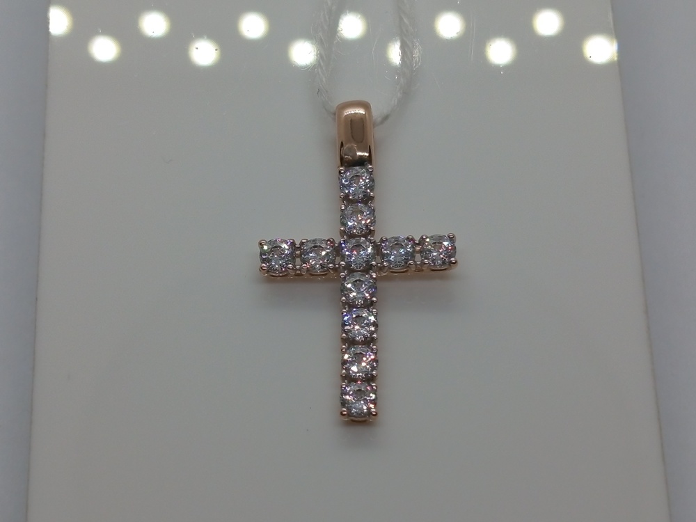 ПОДВЕСКА КРЕСТ С КАМНЯМИ (Au 585)