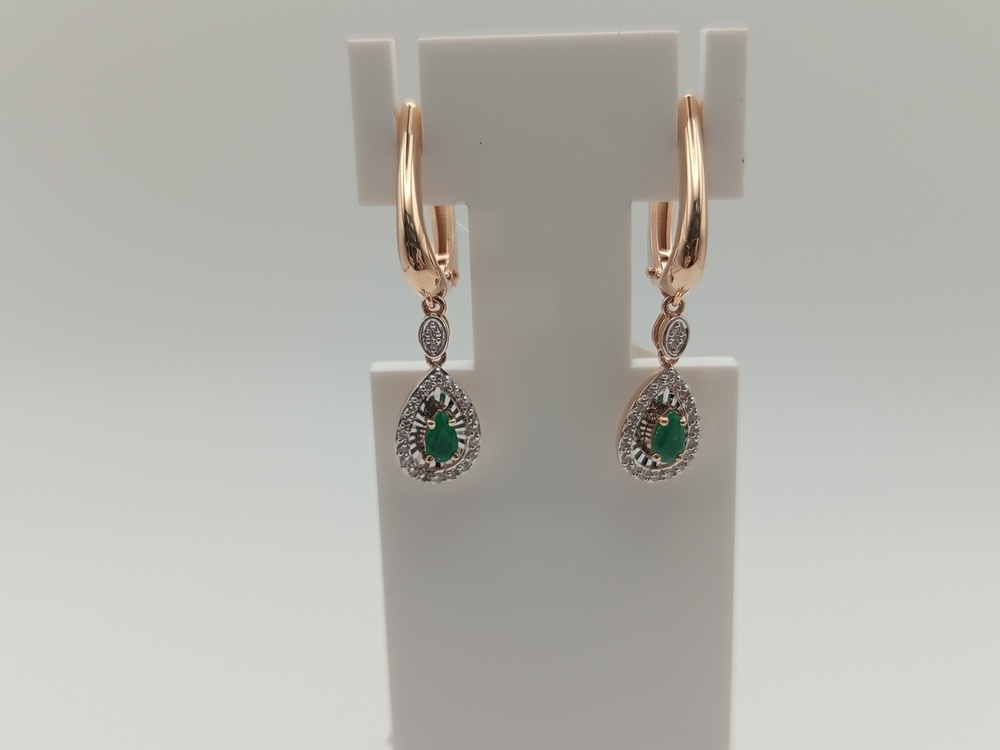 СЕРЬГИ Бриллиант, изумруд (Au 585)