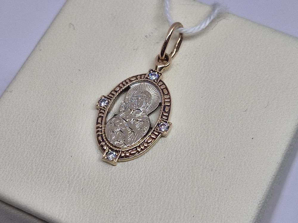 ПОДИКИ585 ПОДВЕСКА ИКОНА С КАМНЯМИ (Au 585)