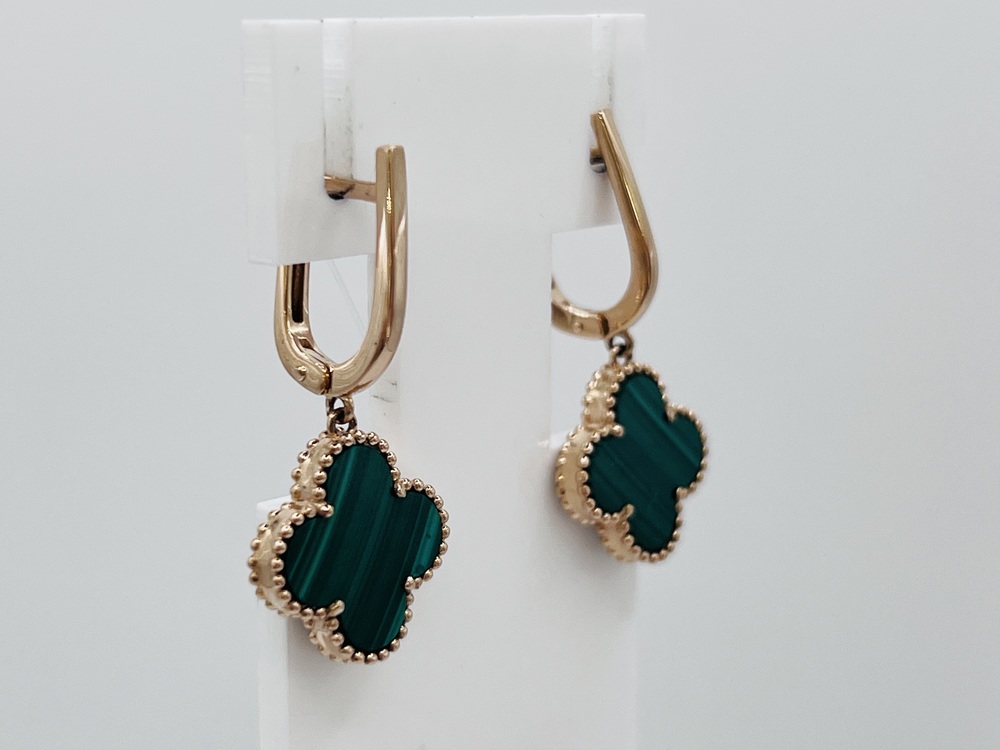 СЕРЬГИ МАЛАХИТ (Au 585)