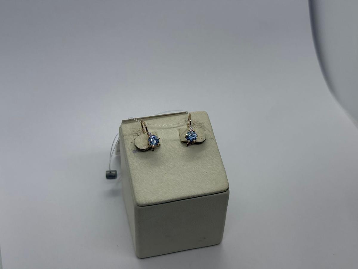 СЕРЬГИ ПЕТЕЛЬКА с камнями (Au 585)