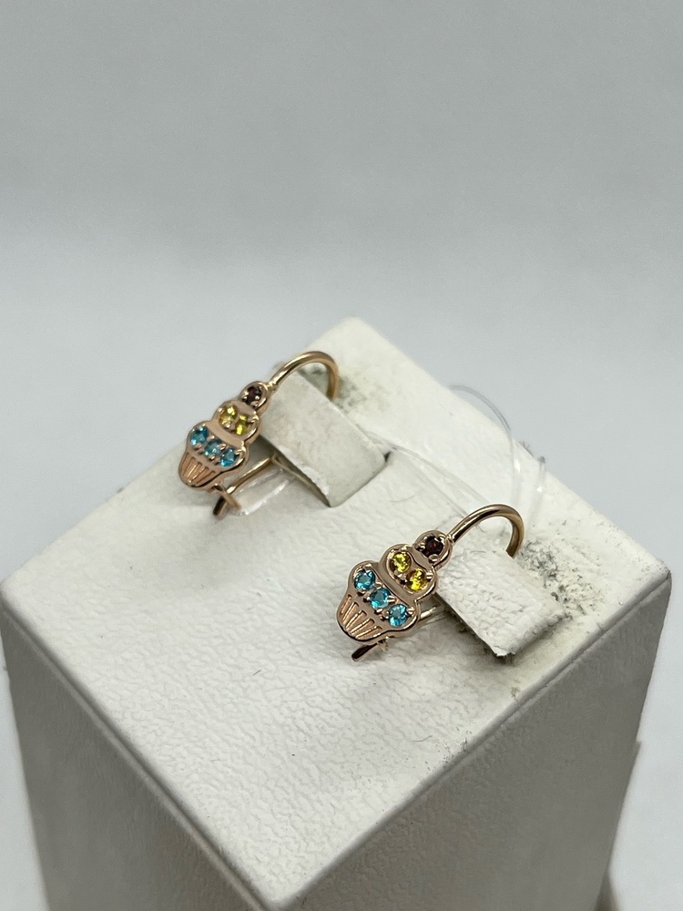 СЕРЬГИ ПЕТЕЛЬКА с камнями (Au 585)