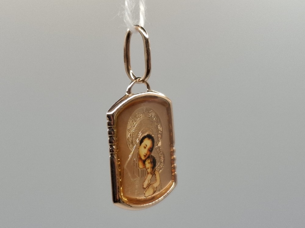 ПОДИКМ585 ПОДВЕСКА ИКОНА С КАМНЕМ (Au 585)