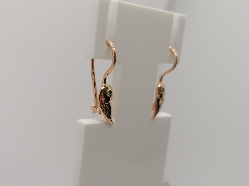 СЕРЬГИ ПЕТЕЛЬКА с камнем (Au 585)