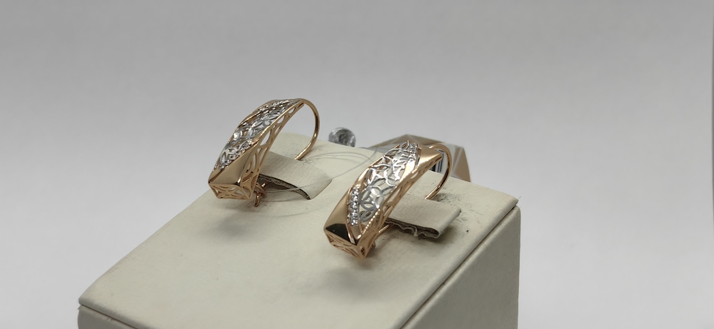 СЕРЬГИ ПЕТЕЛЬКА с камнями (Au 585)