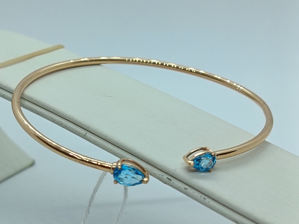 БЖКИ585 БРАСЛЕТ ЖЕСТКИЙ С КАМНЯМИ (Au 585)