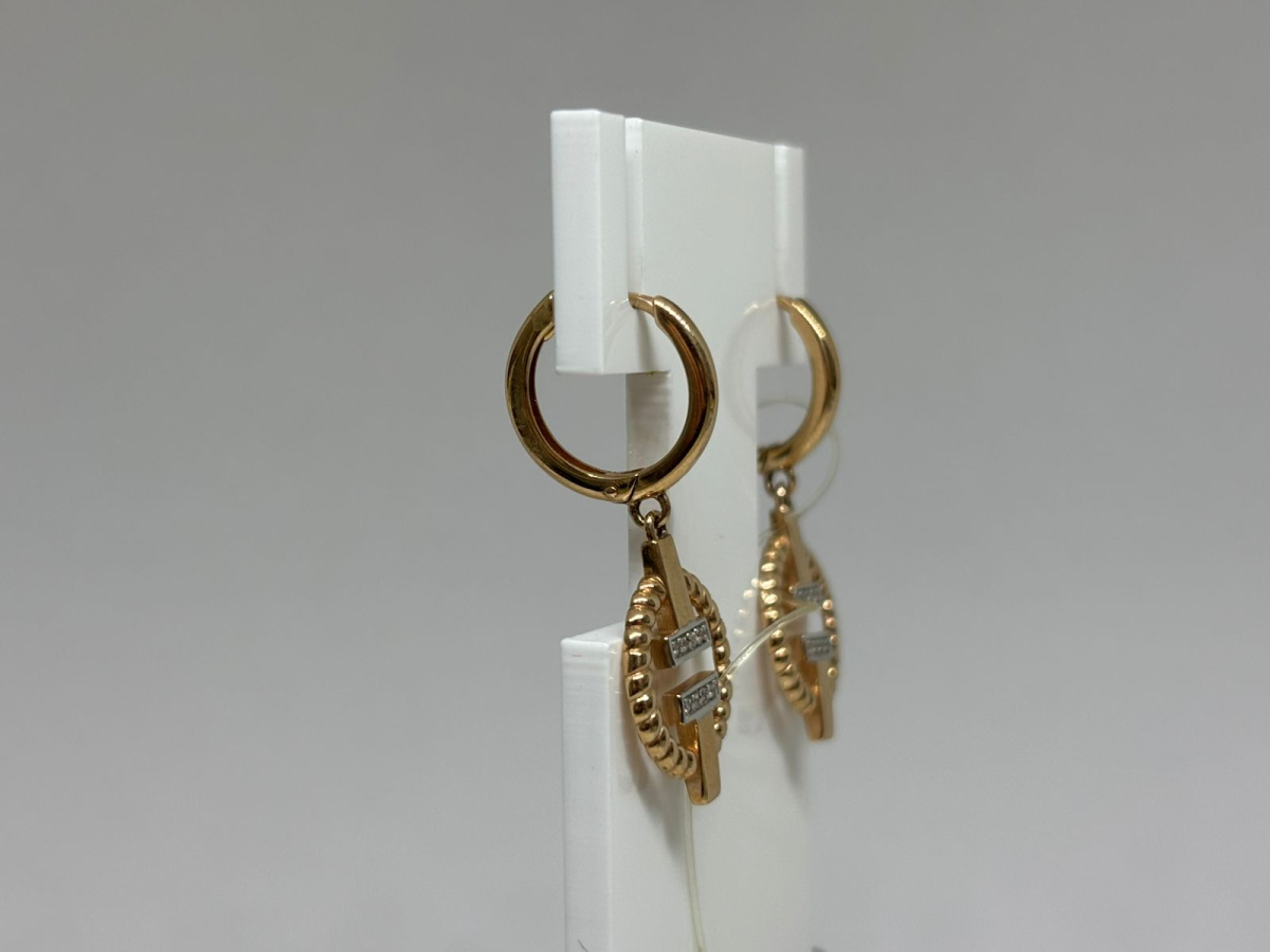 С4859 СЕРЬГИ КОЛЬЦА с камнями (Au 585)