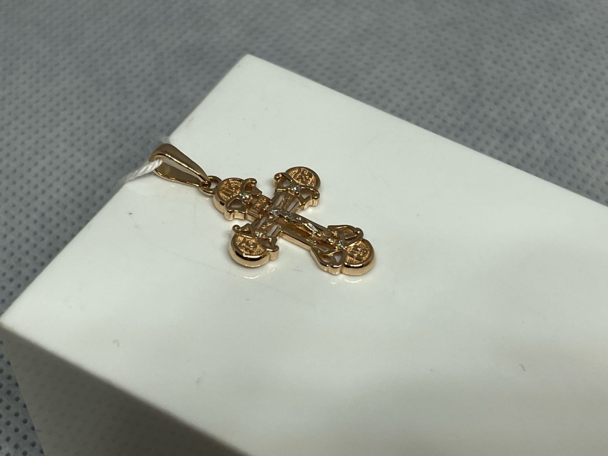 ПОДККИ585 ПОДВЕСКА КРЕСТ С КАМНЯМИ (Au 585)