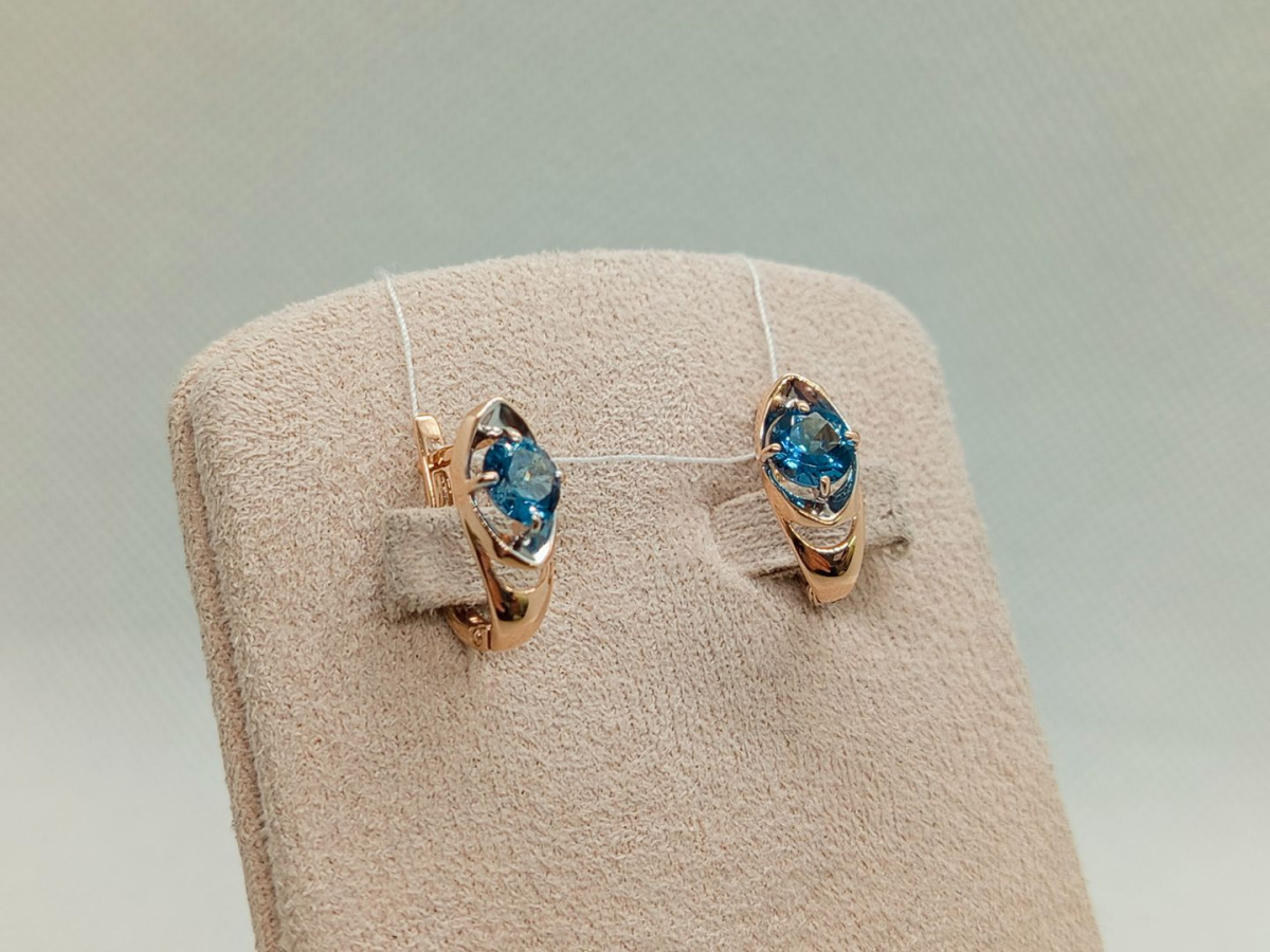 СКМ585 СЕРЬГИ С КАМНЕМ (Au 585)