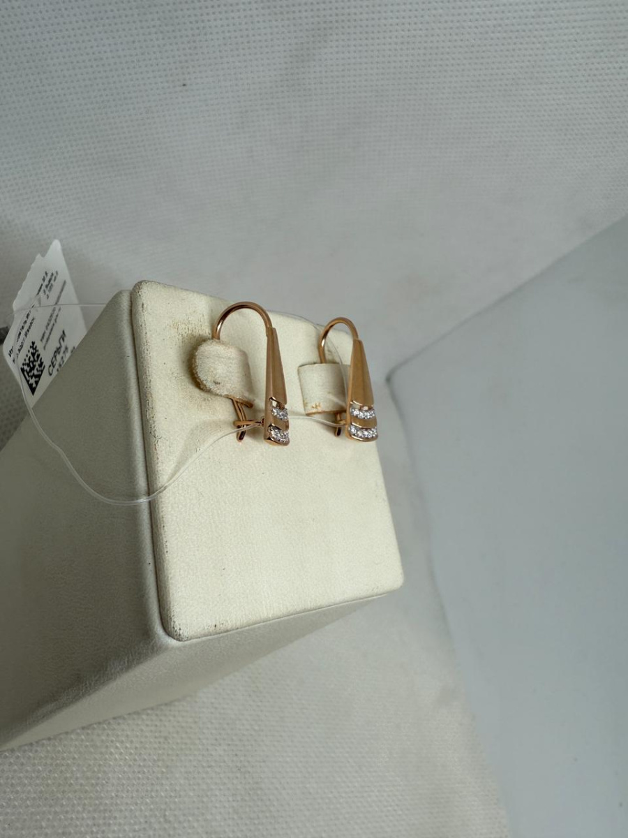 СЕРЬГИ ПЕТЕЛЬКА с камнями (Au 585)