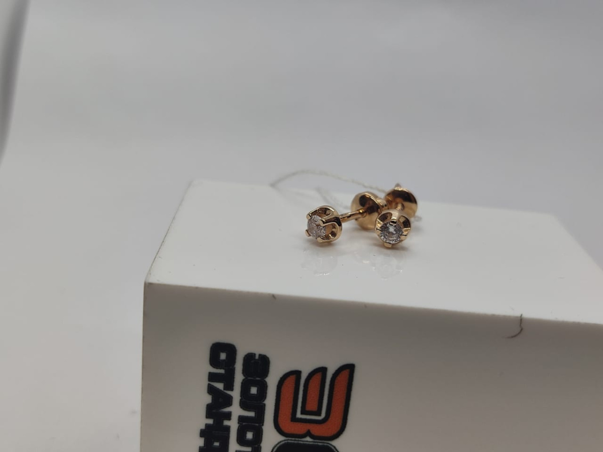 СЕРЬГИ ПУСЕТЫ с камнем (Au 585)