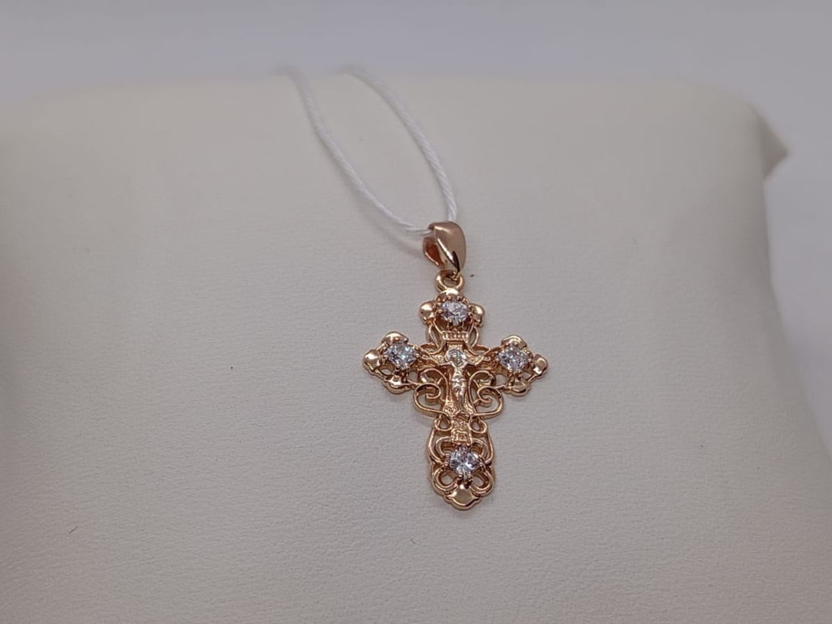 ПОДВЕСКА КРЕСТ С КАМНЯМИ (Au 585)