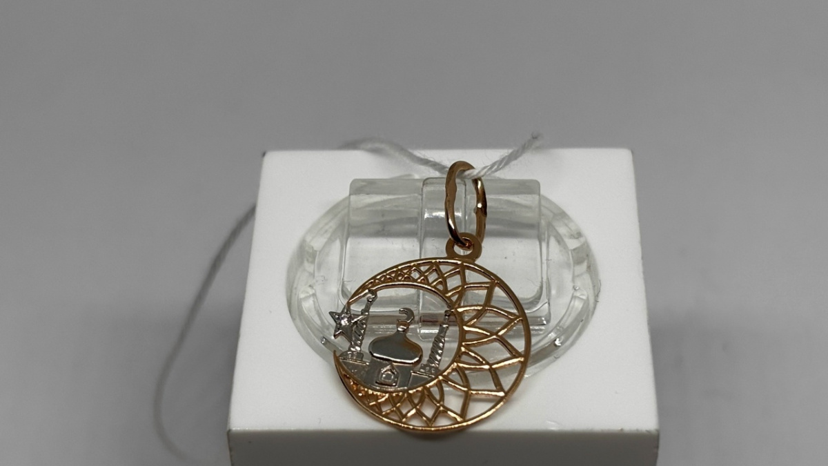 ПОДПКМ585 ПОДВЕСКА ПОЛУМЕСЯЦ С КАМНЕМ (Au 585)