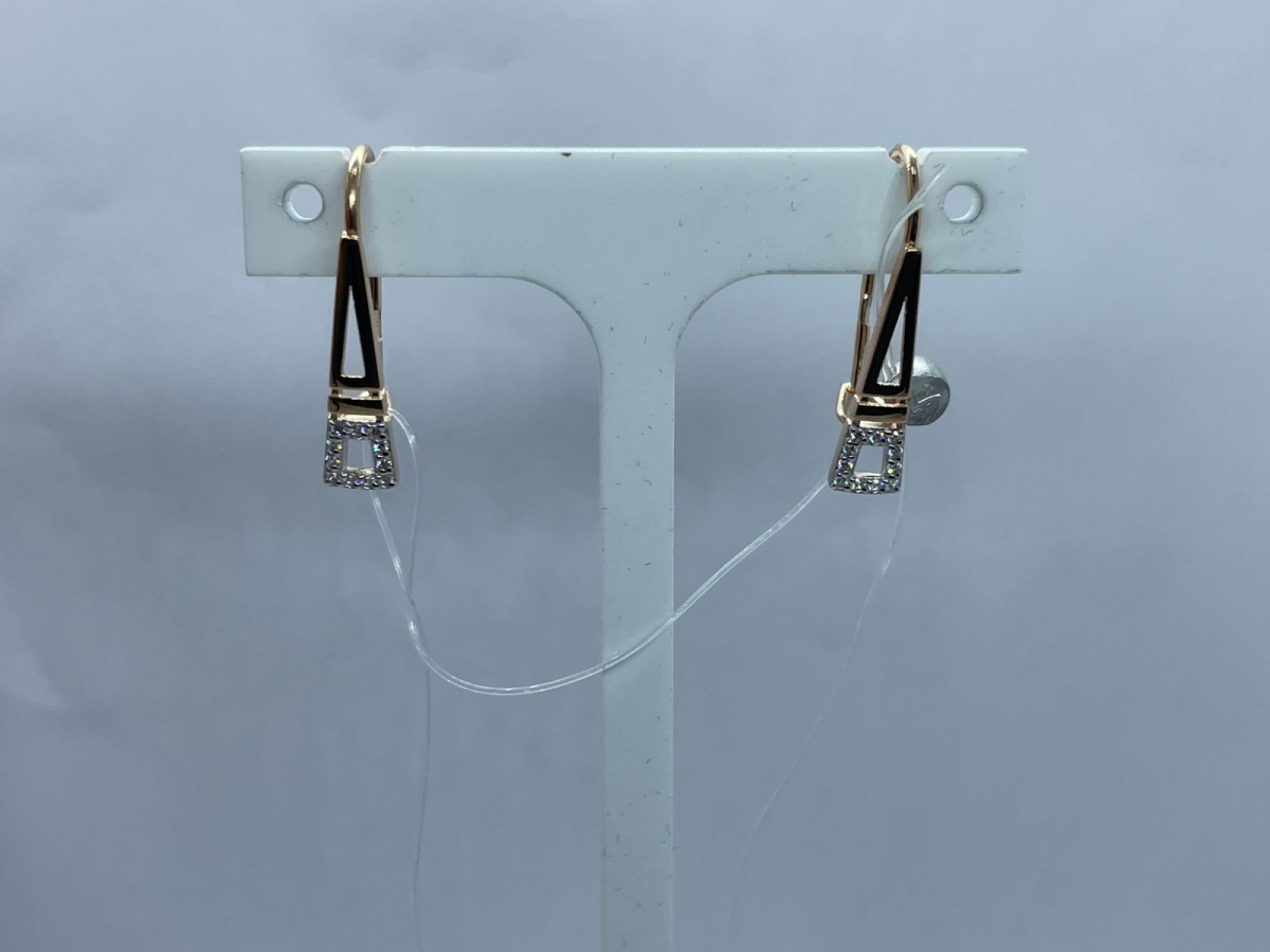 СЕРЬГИ ПЕТЕЛЬКА с камнями (Au 585)