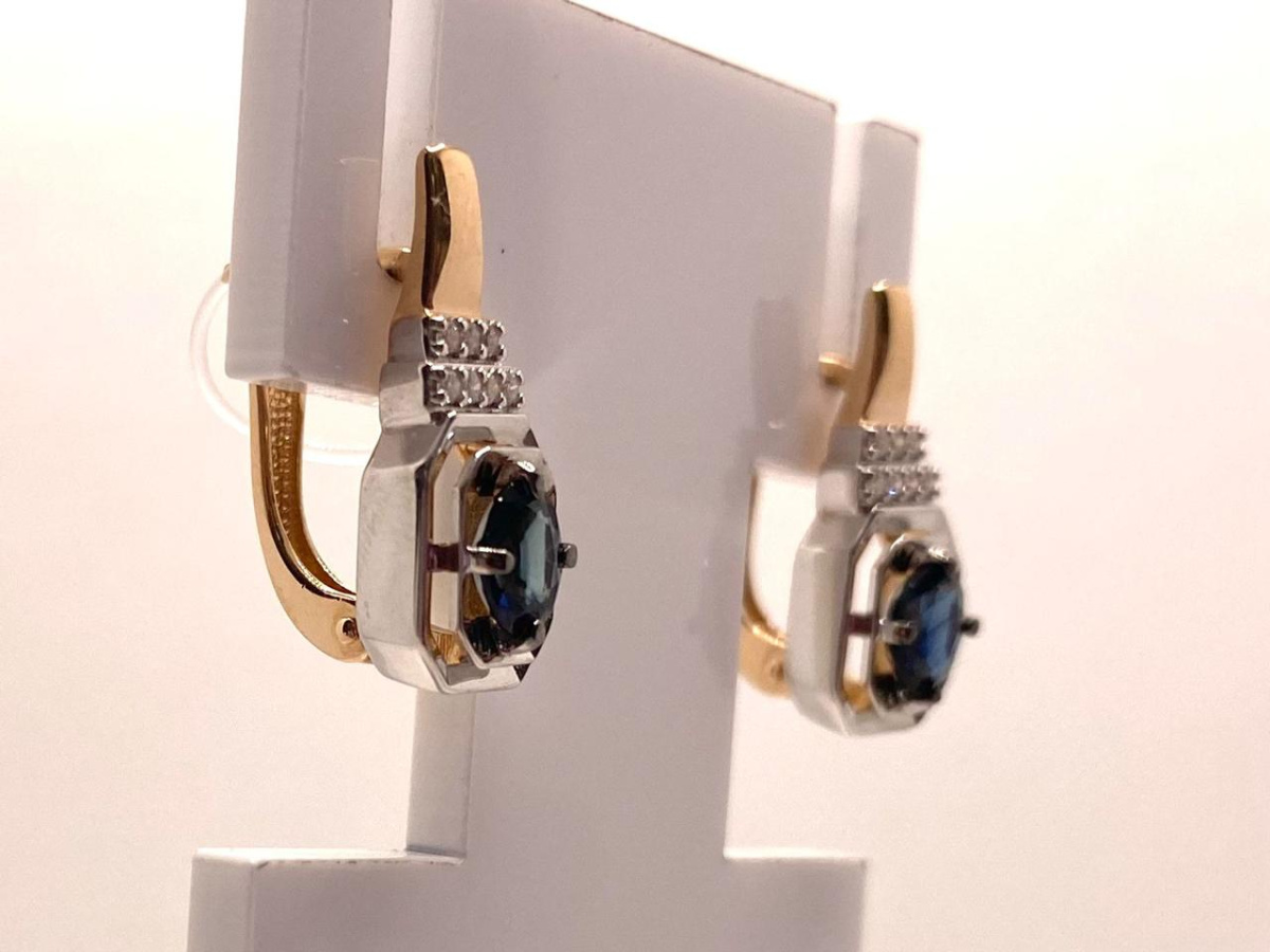 СЕРЬГИ Бриллиант, сапфир (Au 585)