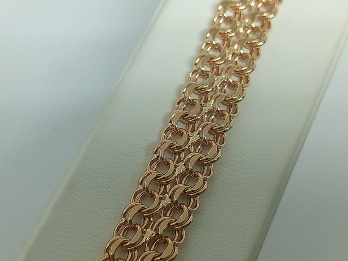 Бисмарк Б70 Двухрядный БРАСЛЕТ ПУСТОТЕЛЫЙ (Au 585)