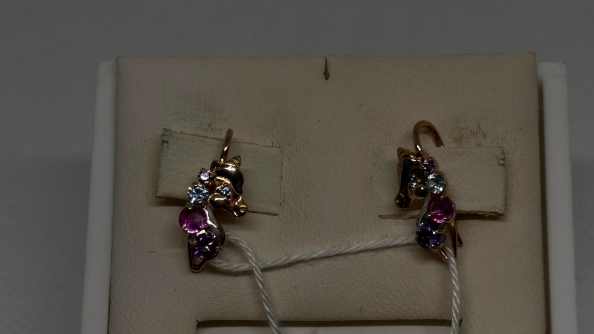 СКМИ375 СЕРЬГИ С КАМНЯМИ (Au 375)