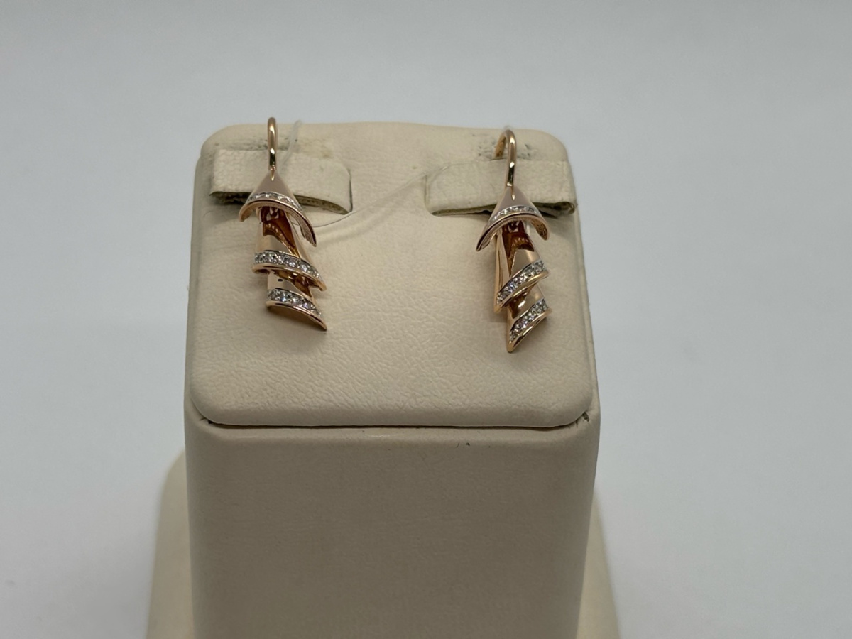 СЕРЬГИ ПЕТЕЛЬКА с камнями (Au 585)