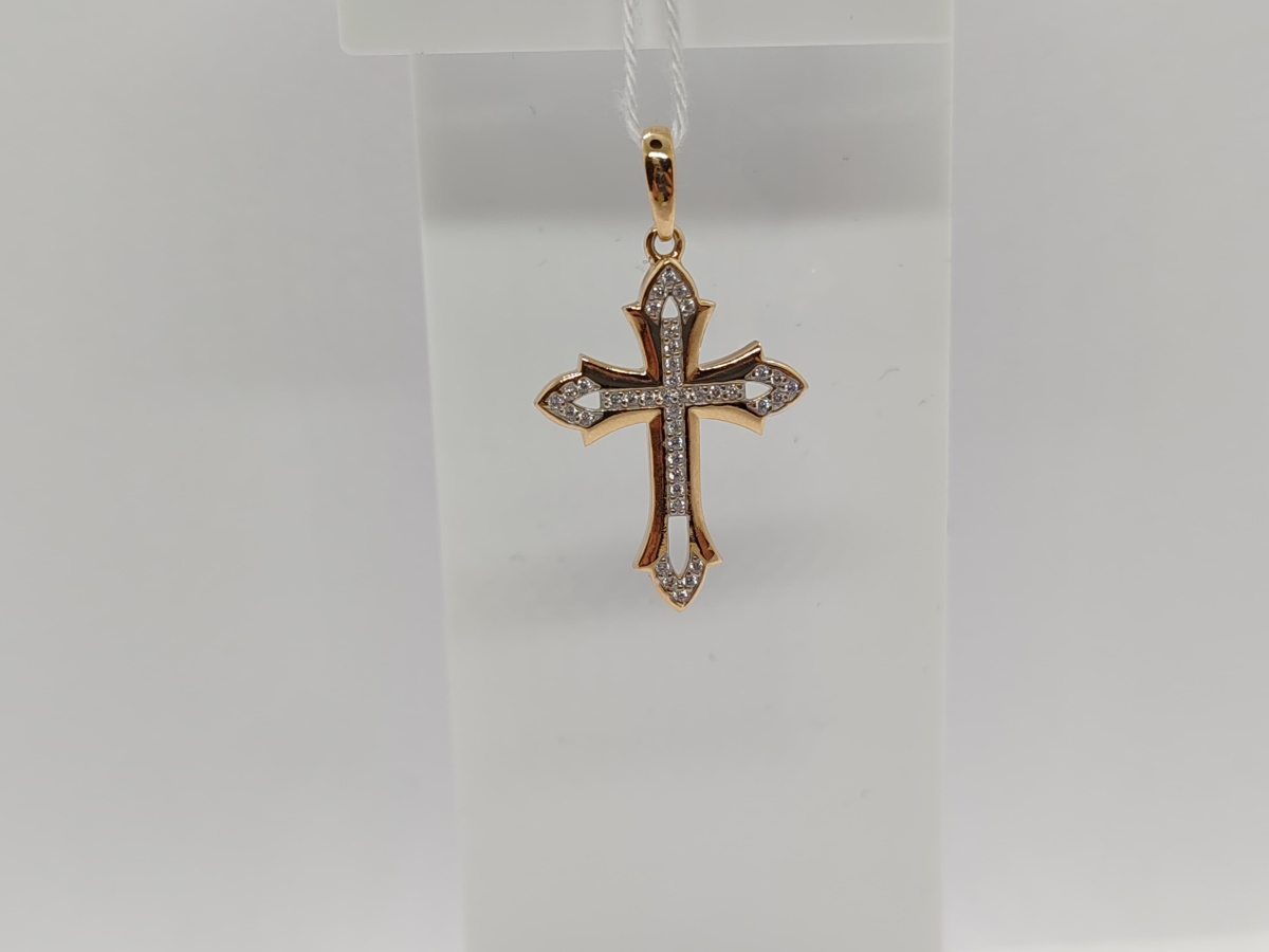 ПОДВЕСКА КРЕСТ С КАМНЯМИ (Au 585)