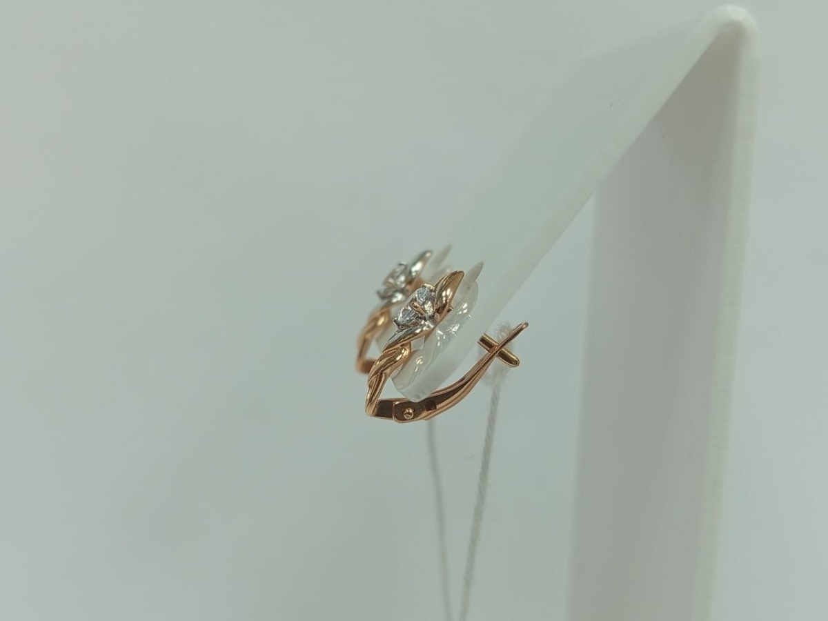 СКМ585 СЕРЬГИ С КАМНЕМ (Au 585)