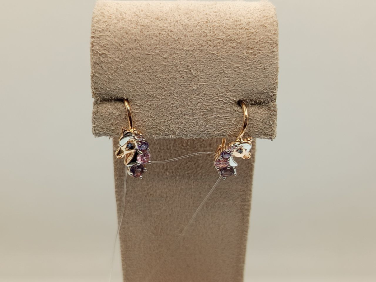 СЕРЬГИ ПЕТЕЛЬКА с камнями (Au 585)