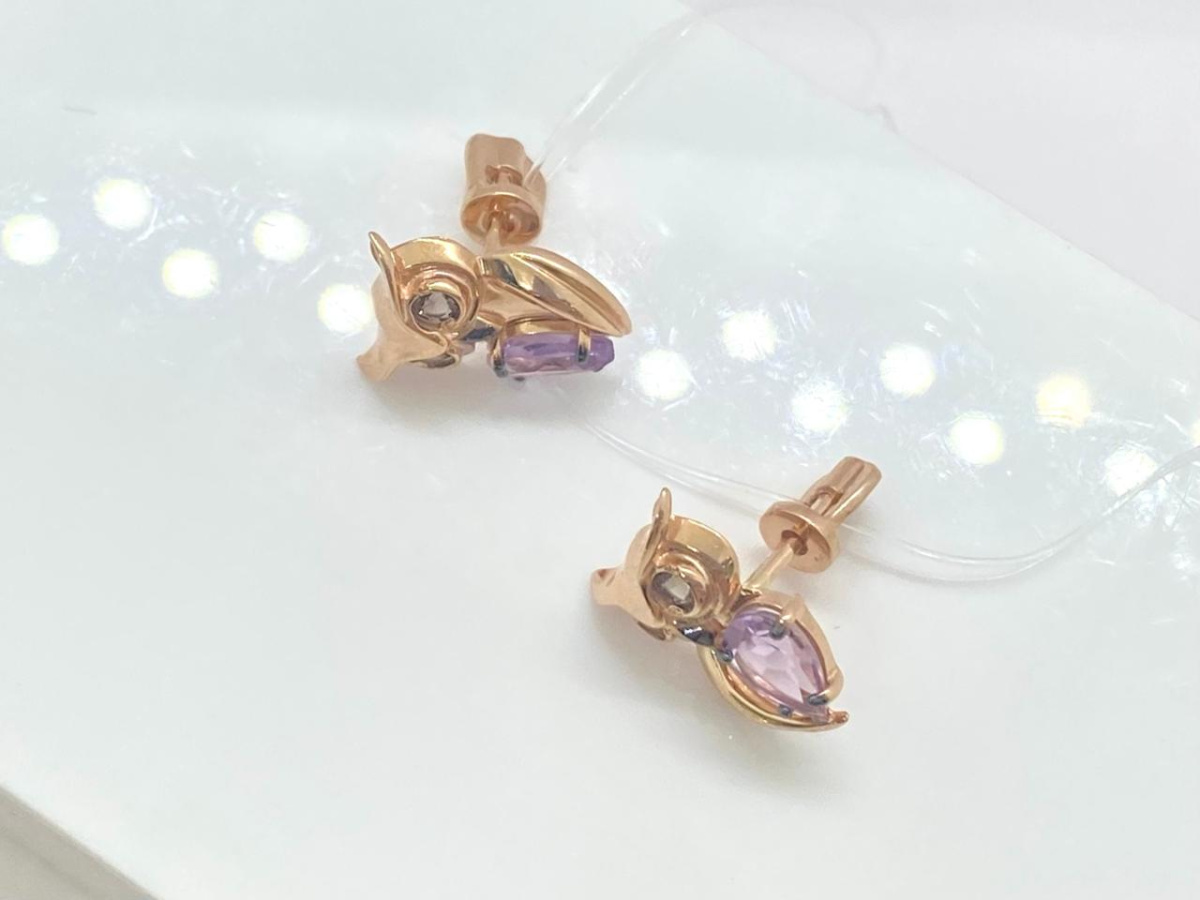 СЕРЬГИ ПУСЕТЫ аметист (Au 585)