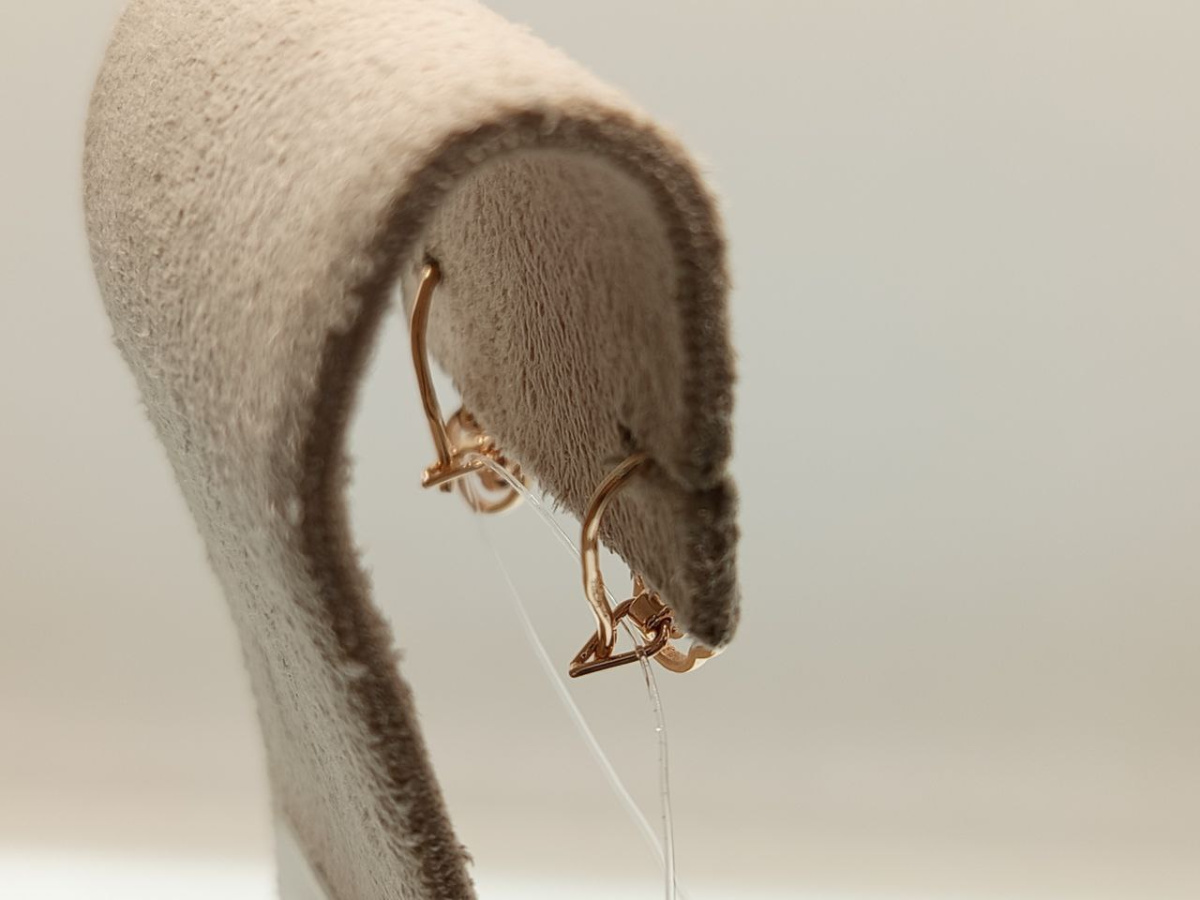 СЕРЬГИ ПЕТЕЛЬКА с камнем (Au 585)