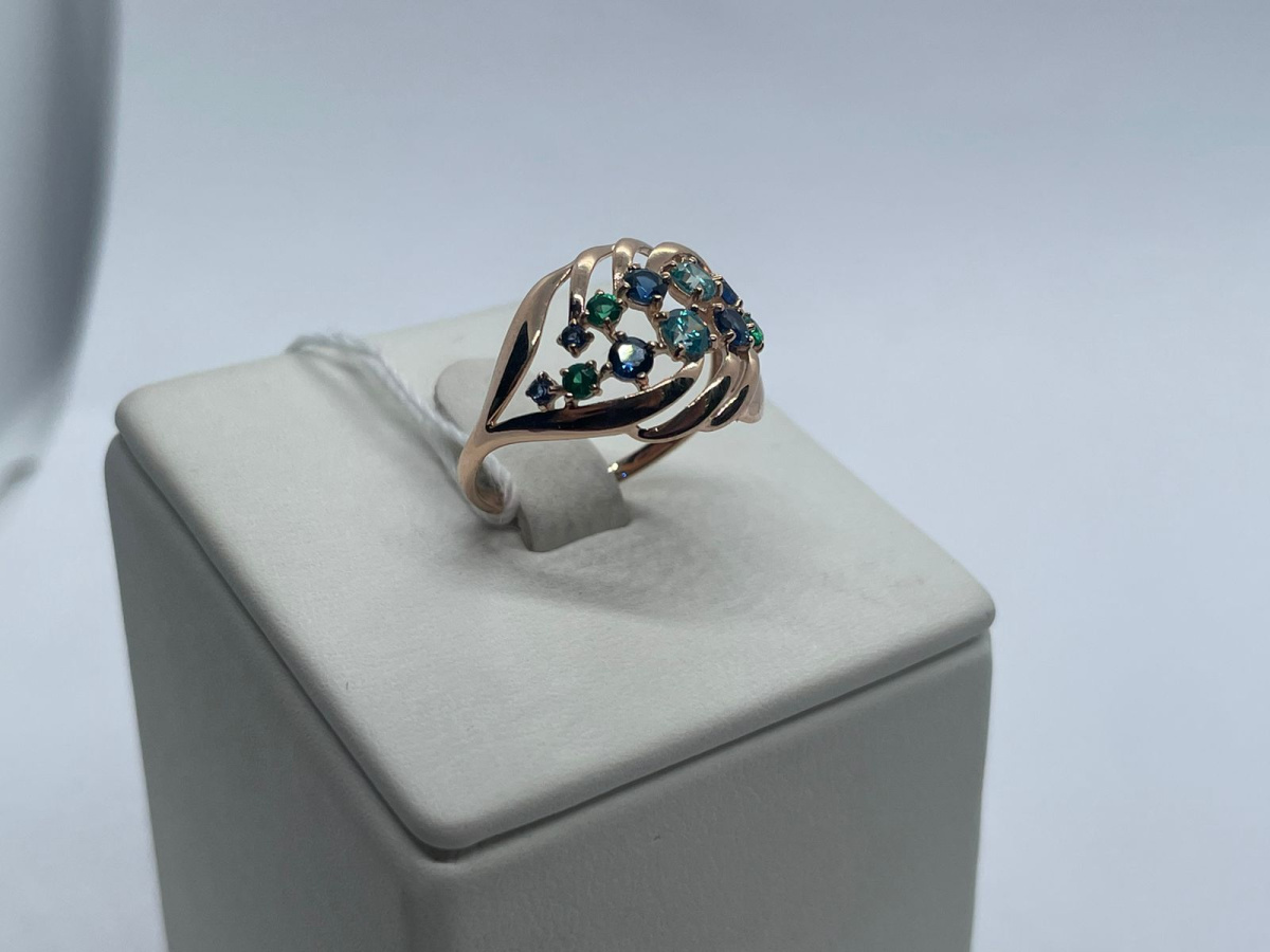 КОЛЬЦО С КАМНЯМИ (Au 585)