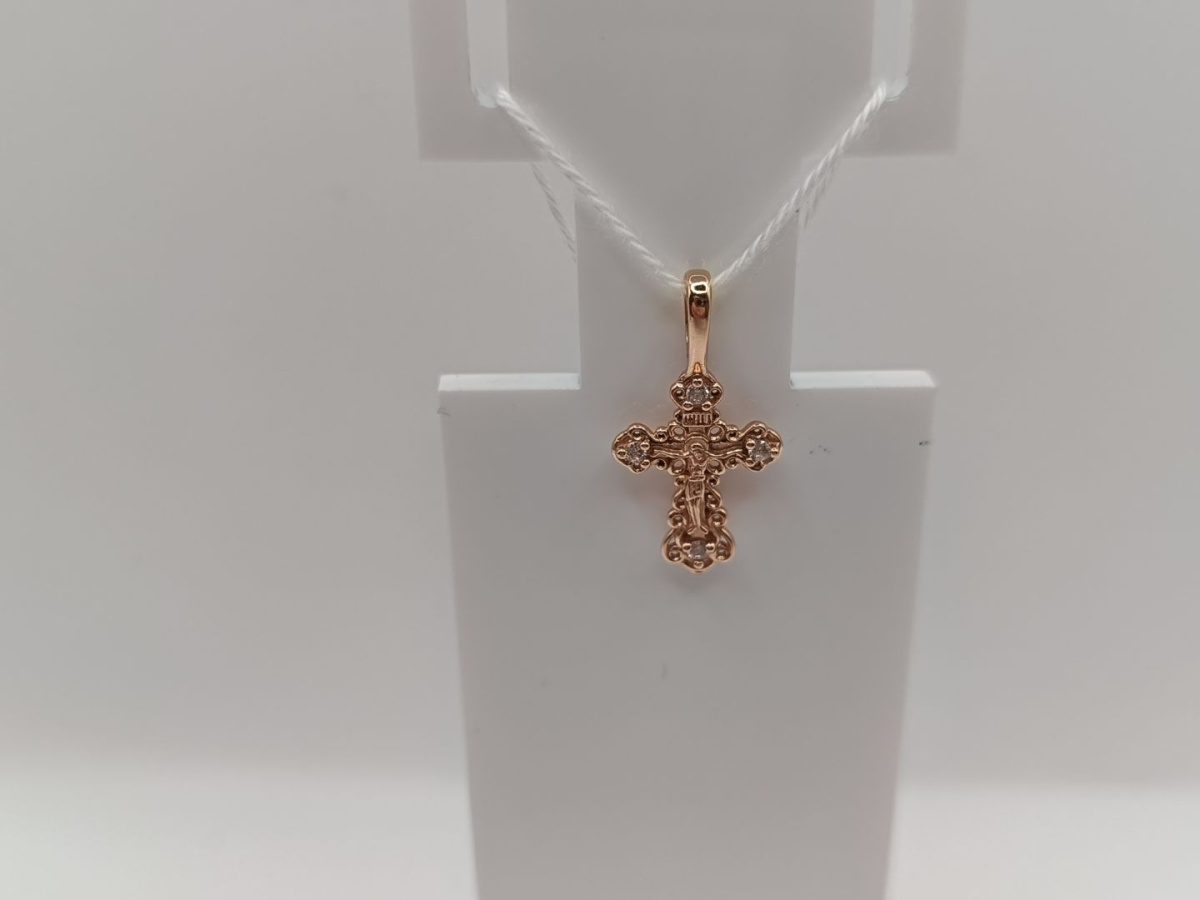 ПОДККИ585 ПОДВЕСКА КРЕСТ С КАМНЯМИ (Au 585)
