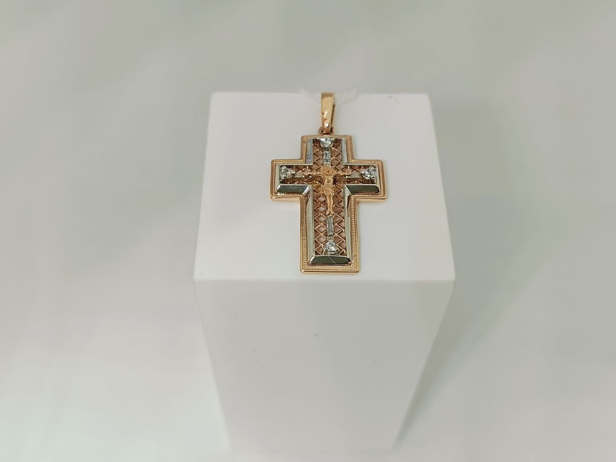 ПОДВЕСКА КРЕСТ С КАМНЯМИ (Au 585)