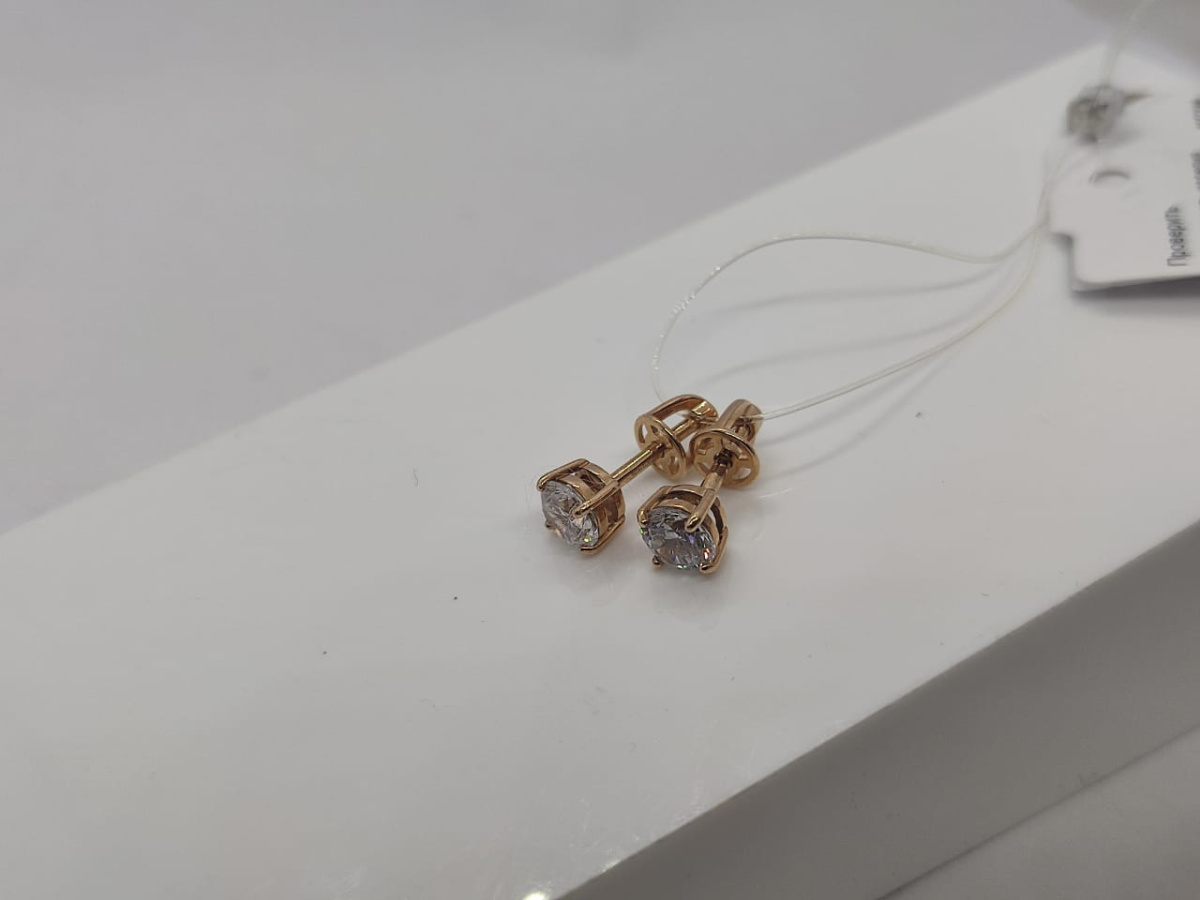 СЕРЬГИ ПУСЕТЫ с камнем (Au 585)