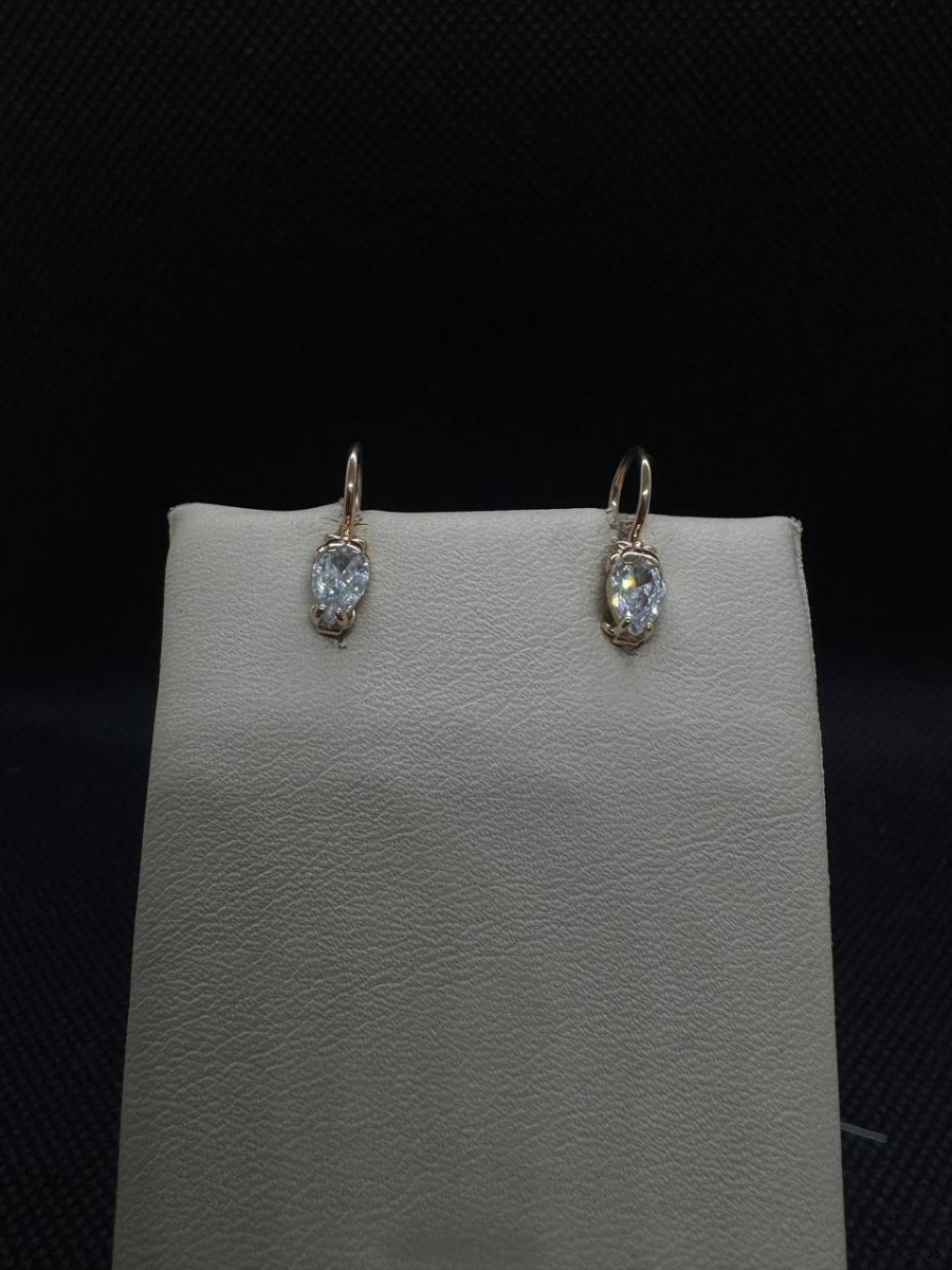 СЕРЬГИ ПЕТЕЛЬКА с камнем (Au 585)