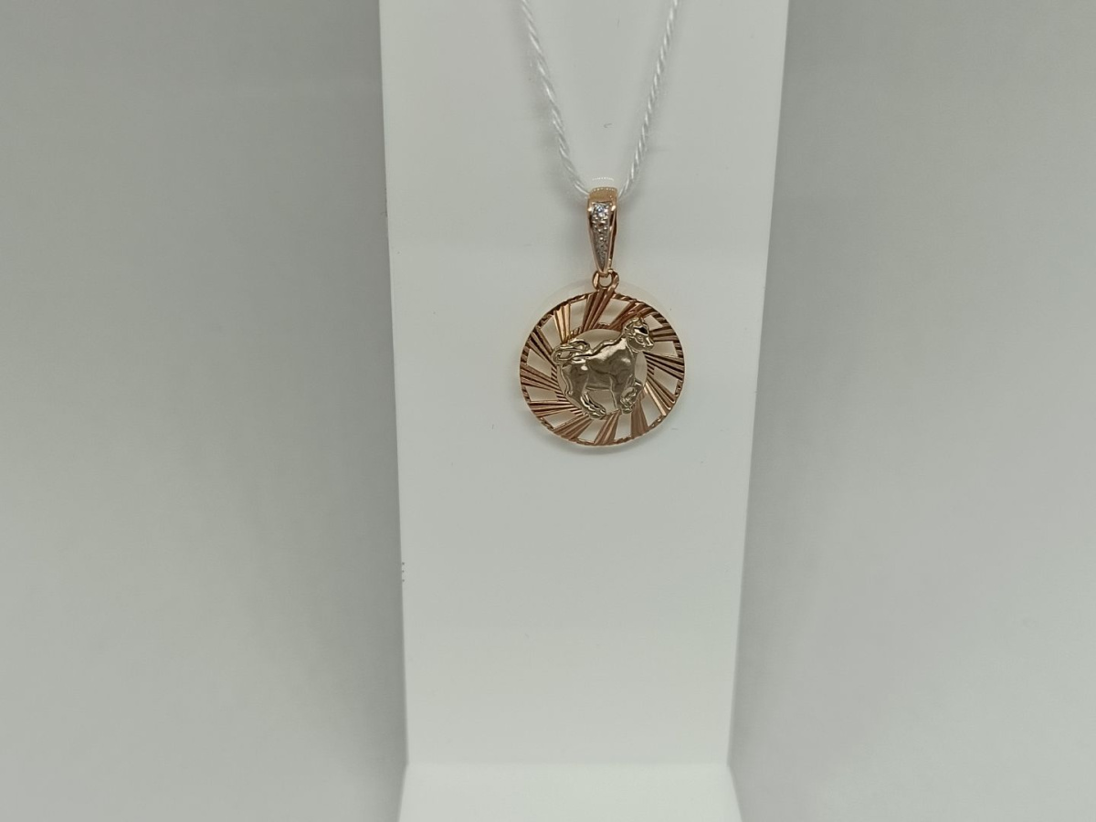 ПОДЗЗТ585 ПОДВЕСКА ЗНАК ЗОДИАКА ТЕЛЕЦ (Au 585)
