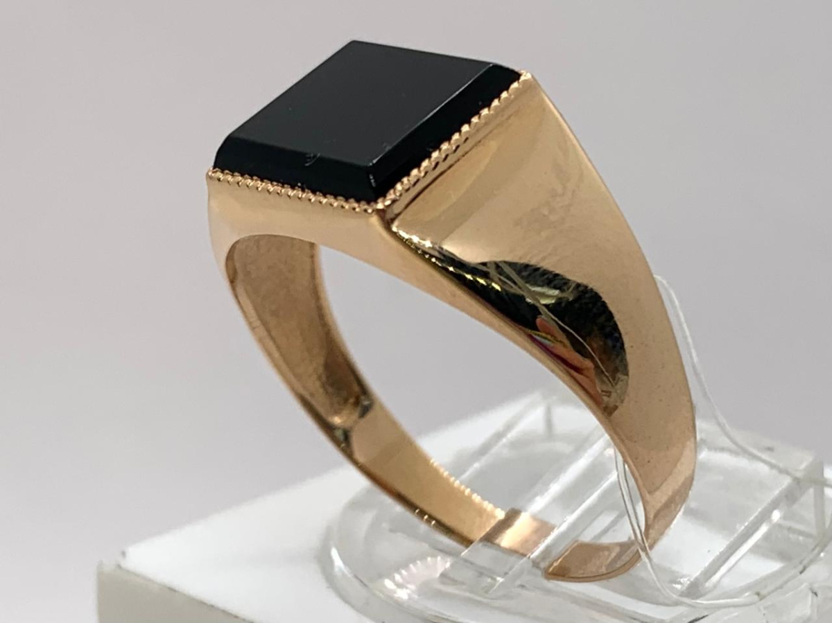 51-66-398 КОЛЬЦО ПЕЧАТКА Агат (Au 585)