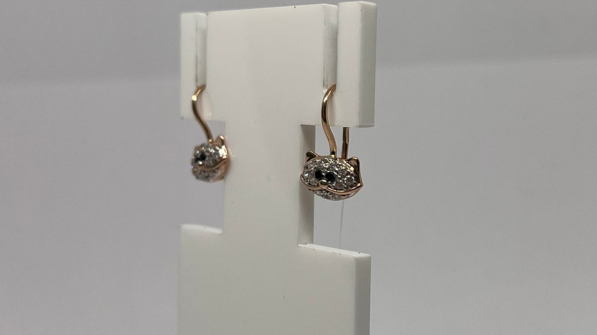 СЕРЬГИ ПЕТЕЛЬКА с камнями (Au 585)