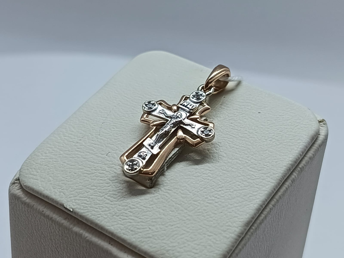 ПОДВЕСКА КРЕСТ С КАМНЯМИ (Au 585)