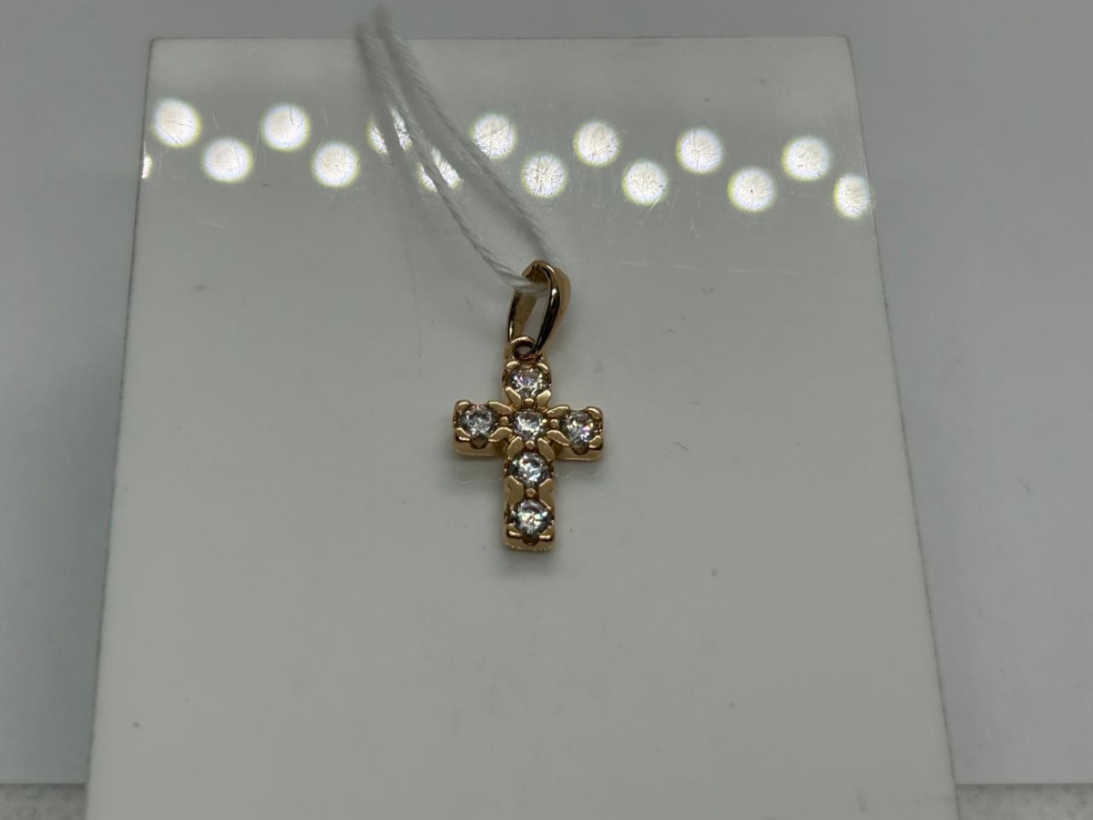 ПОДВЕСКА КРЕСТ С КАМНЯМИ (Au 585)