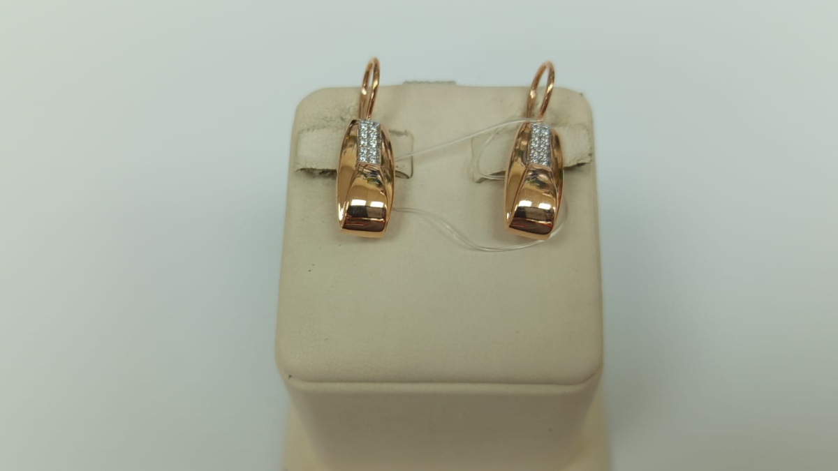 СЕРЬГИ ПЕТЕЛЬКА с камнями (Au 585)